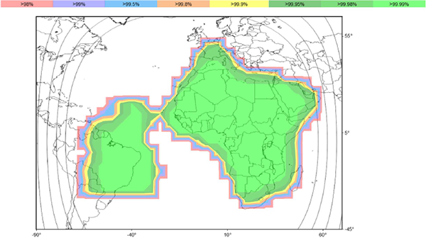 1.8 m Antenna Reception coverage vs link availability