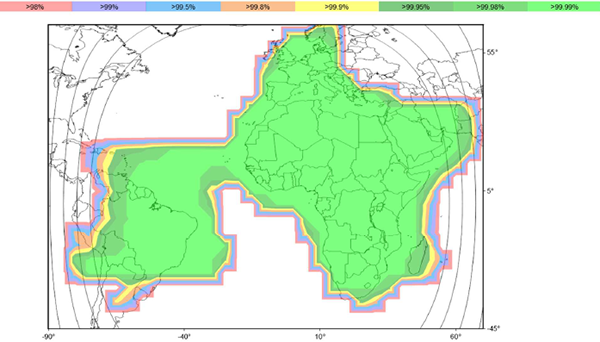 2.4 m Antenna Reception coverage vs link availability