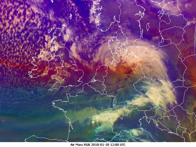Meteosat-10 Airmass RGB, 18 Jan 12:00 UTC