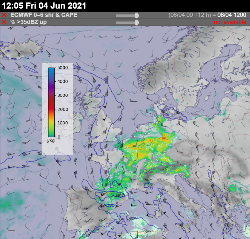 CAPE and wind shear 4 June 2021