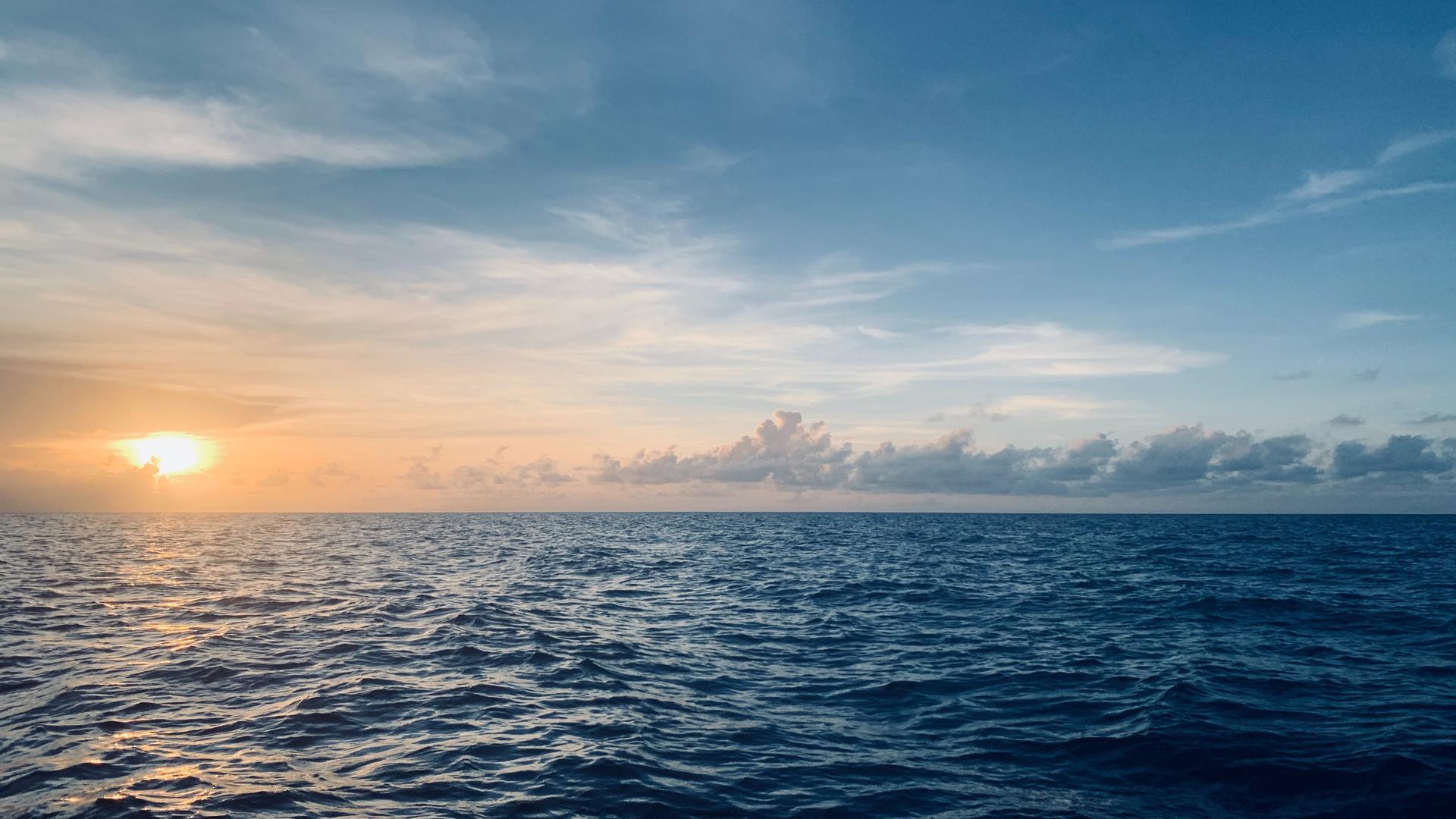 Ocean surface at sunset