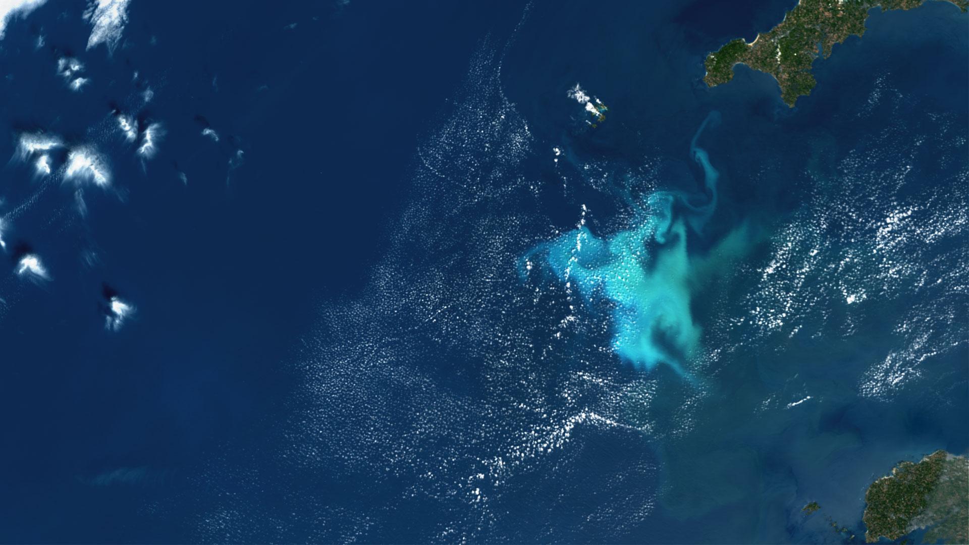 Marine algal bloom off the UK coast Marine algal bloom off the UK coast