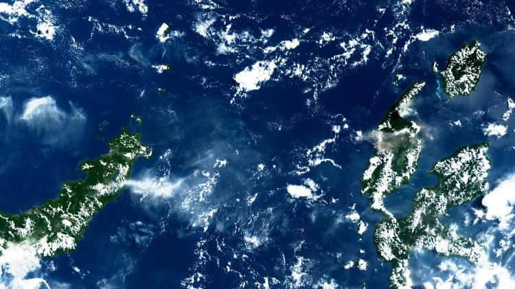Mount Dukono ash cloud, Sentinel-3, 08 May 2026