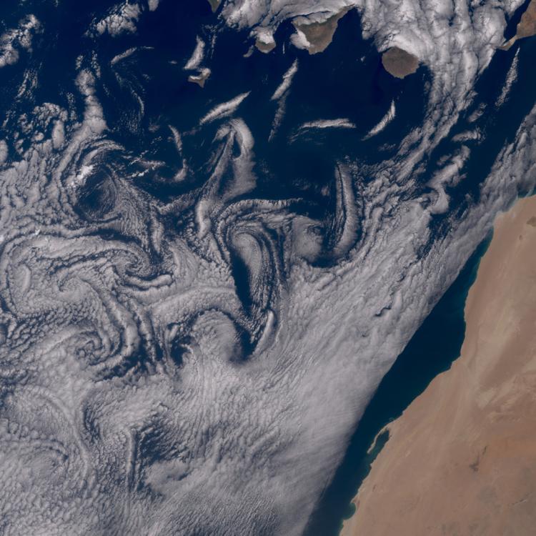 Cloud patterns near the Canary islands