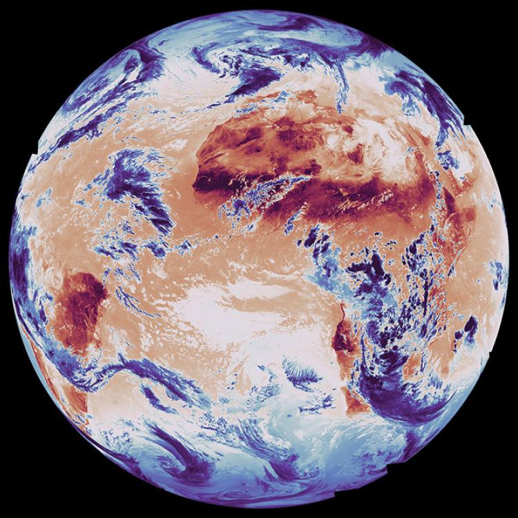 The first Infrared Sounder image viewed through this long-wave infrared channel