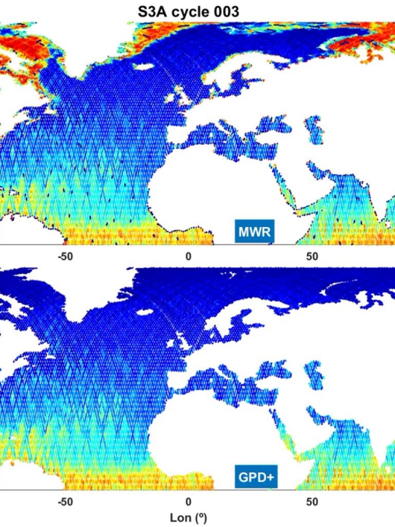 WTC from MWR on board Sentinel-3A (S3A) (top) and from GPD+ (bottom) 