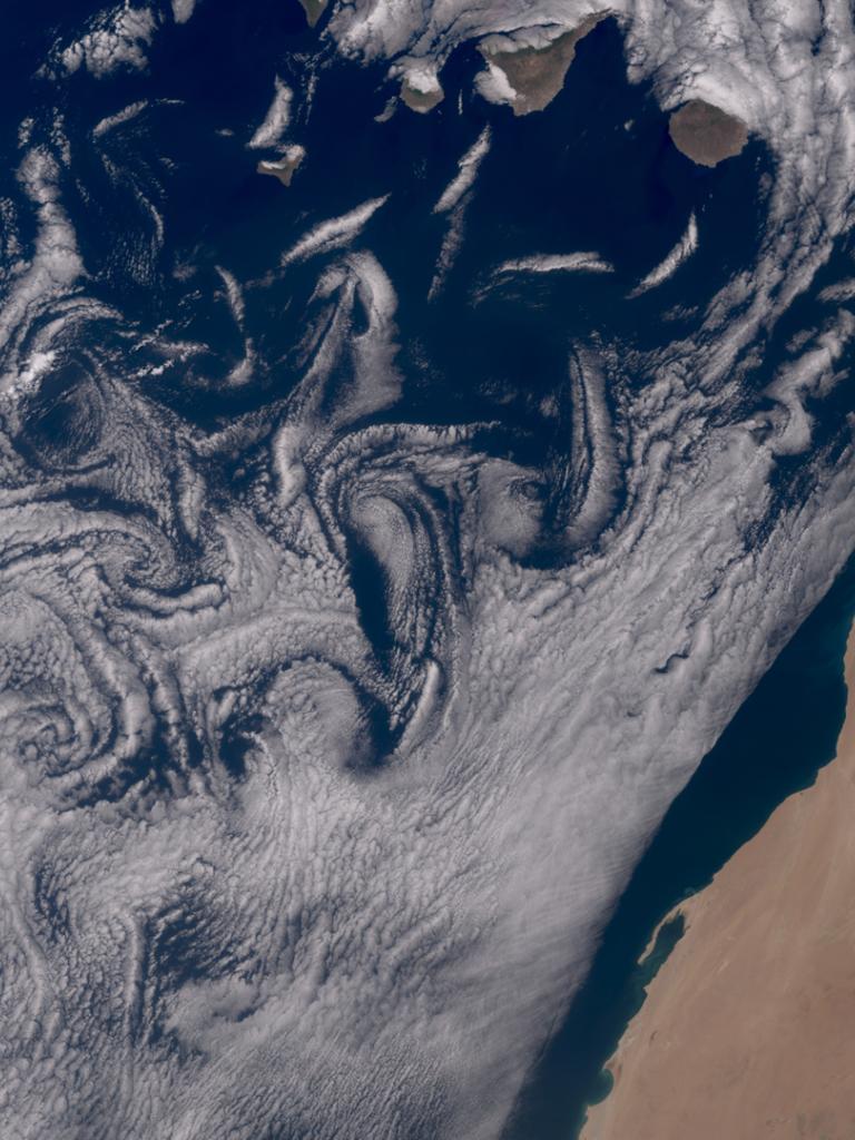 Cloud patterns near the Canary islands