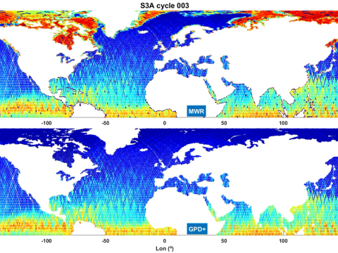 WTC from MWR on board Sentinel-3A (S3A) (top) and from GPD+ (bottom) 
